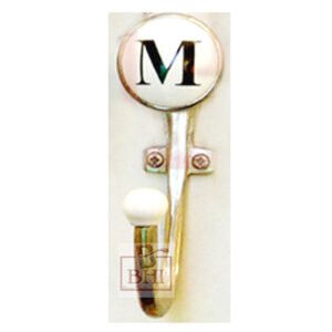 Iron Coat Hook with Number Ceramic Button Tile with Letter "M" 110mm #796 Antique and Nickel plating finish