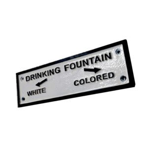 Cast Iron "DRINKING FOUNTAIN WHITE COLOURED" Sign Plaque Door Wall Cafe Shop Pub Hotel Bar Work B/White Vintage Finish 200mm #8050