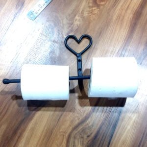 Wrought Iron Metal Toilet Roll Holder for Bathroom Toilet Wall Mount Handmade Bathroom Lavatory Toilet Paper Holder Wall Mount Black Finish  260mm  #8051