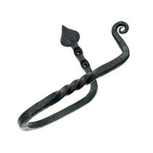 Forged Iron Metal Toilet Roll Holder for Bathroom Toilet Wall Mount Handmade Bathroom Lavatory Toilet Paper Holder Wall Mount Black Finish 160mm #8052