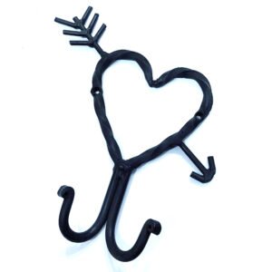 Hand Forged Iron Heart Shape Hat & Coat Hook 150mm #8066