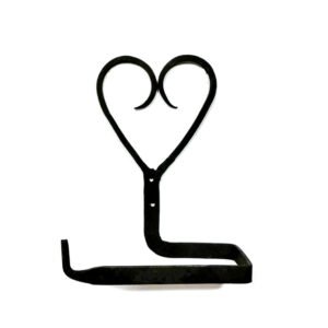 Forged Iron Metal Toilet Roll Holder for Bathroom Toilet Wall Mount Handmade Bathroom Lavatory Toilet Paper Holder Wall Mount Black Finish 180mm #8184