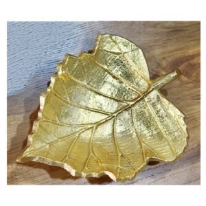 Silver Metal on leaf serving dry fruits Tray 250mm #8218