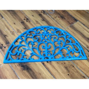 Cast Iron Doormat - Vintage & Beautiful Vine Design & Large Semicircle Front Door Mat - Non-Slip Outside Mat Shoe Scraper - Decorative Entrance Mats Semi-Circle Filgree Scroll Door Mat 700mm #8257