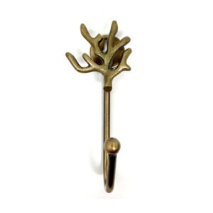 Cast Iron Animal Coat Hook-Small Coral 130mm #8277 Antique Finish