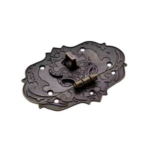 Brass Trunk Box Lockable Hasp Staple Arabic design 85mm #8397