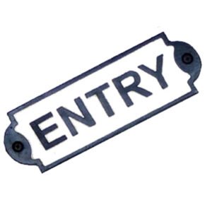 Cast Iron "ENTRY" Sign Plaque Door Wall Fence Post Cafe Shop Pub Hotel Bar Entre B/White Vintage Finish 150mm #845