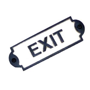 Cast Iron "Exit" Sign Plaque Door Wall Fence Post Cafe Shop Pub Hotel Bar Work B/White Vintage Finish 150mm #846