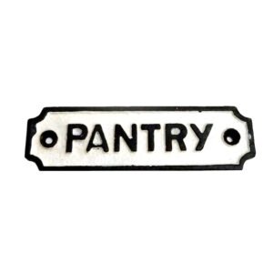 Cast Iron "PANTRY" Sign Plaque Door Wall Cafe Shop Pub Hotel Bar Work B/White Vintage Finish 115mm #8482