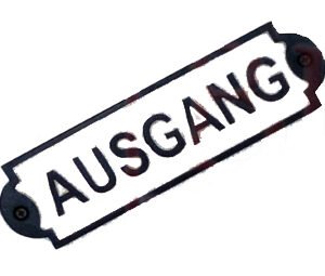 Cast Iron "AUSGANG " Sign Plaque Door Wall Cafe Shop Pub Hotel Bar Work B/White Vintage Finish 175mm #849