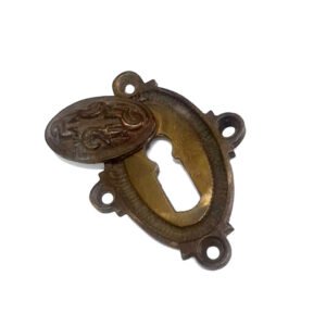 Antique Oval Beehive Design Door Lock Keyhole Escutcheon Various Finishes Brass Victorian Standard Profile Keyhole Closed Covered Lock Swing Cover Plate Escutcheon Brass Antique Finish 62mm #8504
