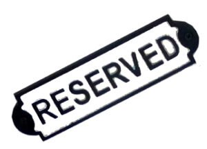 Cast Iron "RESERVED" Door Sign Plaques Reserved Seating Signs for Wedding Important Events Church Pews Chair and Restaurant B/White Vintage Finish 175mm #855