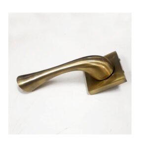 Brass Door Handle On Square Rose With Keyhole 130mm #8571