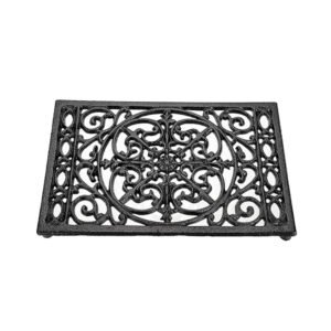 Cast Iron Trivet, Decorative Heavy Duty Hot Pot Holder Mat, Vintage Pattern Cast Iron Trivets with Pegs for Kitchen Dining Table 235mm #8573