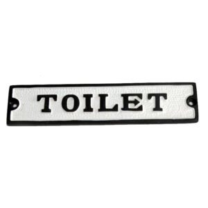 Cast Iron "TOILET" Loo Sign Plaque Door Wall Fence Post Cafe Shop Pub Hotel Bar Work B/White Vintage Finish 170mm #863
