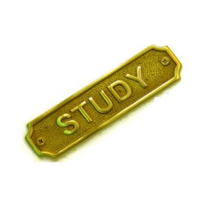 Brass "STUDY" Sign Plaque Door Wall Fence Post Cafe Shop Pub Hotel Bar Work Polish Brass Vintage Finish 150mm #866