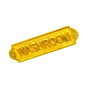 Brass "WASHROOM " Door Sign Plaques for School, Home, Hotel, Office, Store, Parking, Restaurant Polish Brass 175mm #870