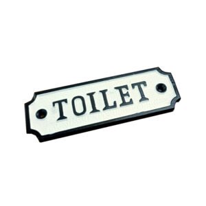 Iron "TOILET" Loo Sign Plaque Door Wall Fence Post Cafe Shop Pub Hotel Bar Work Black & White Vintage Finish 110mm #871
