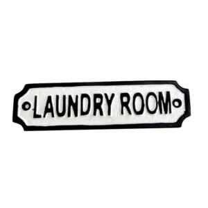 Cast Iron "LAUNDRY ROOM" Sign Plaque Door Wall Cafe Shop Pub Hotel Bar Work B/White Vintage Finish 145mm #876