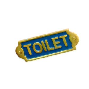 Brass "TOILET" Loo Sign Plaque Door Wall Fence Post Cafe Shop Pub Hotel Bar Work Polish Brass Vintage Finish 130mm #879