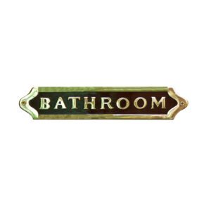 Wood Brass "BATHROOM" Engraved Acrylic Sign Door Pub Club Hotel Bar Plaques Polish Brass 245mm #882