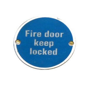 Aluminum Door Sign Plaques V Safety "FIRE DOOR KEEP LOCKED" Sign Safety with fixings Satin Anodised Finish 75mm #887