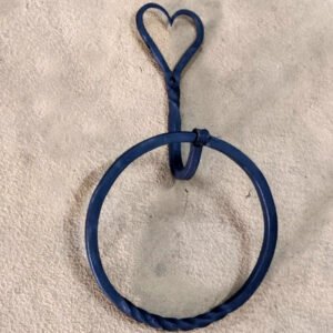 Hand Forged Iron Towel Ring Holder Wrought Iron Handmade Wall Mounted Hand Towel Holder Blacksmith Wall Mounted Towel Rack Black Antique Finish Heavy Duty 270mm #8889