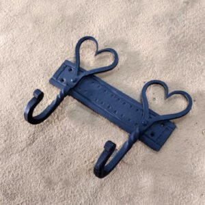 Hand Forged Iron Rail Hooks Hanger with 2 Hooks 175mm #8892