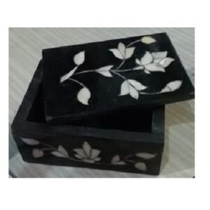 Mother of Pearl Inlay Jewelry Box Black Marble Stone Sangemarmar Inlay work with White Stone Jewellery Box Rectangle #8907