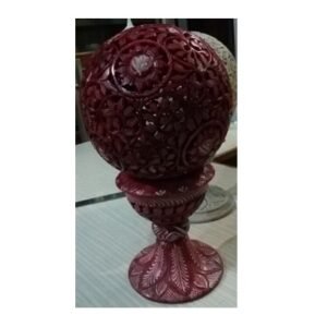 Coloured Marble Soapstone Sangemarmar Undercut Ball T-light Handicrafts Marble Decorative Soft Stone T-Light Lamp with Electric Bulb & Candle Holder Decorative Lantern for Home and Kitchen Decor #8915