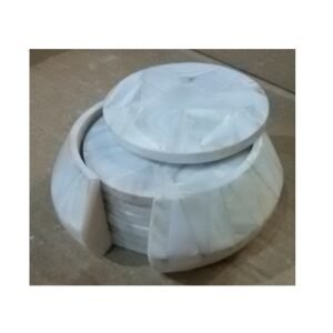 Natural Marble Stone Sangemarmar Coasters - Set of 6 Marble Coasters for Dining Table - Natural Marble Tea Coaster with Stand - Home Decor and Kitchen Accessories (Stand Coaster Set) #8919