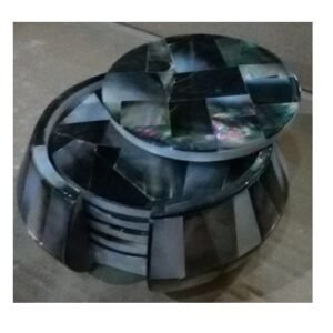 Natural Marble Soapstone Sangemarmar Coasters Inlay work with Black & Gray Stone - Set of 6 Marble Coasters for Dining Table - Natural Marble Tea Coaster with Stand - Home Decor and Kitchen Accessories (Stand Coaster Set) Marble Tea Coasters Marble Coaster | Drink Coaster | Tea Coaster | Natural Stone Coaster | Traditional Painted Tea Coaster 120mm #8921