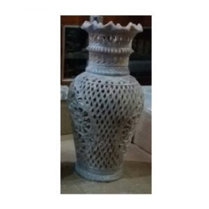 Gray Marble Soapstone Sangemarmar Undercut Decorative Marble Flower Vase Pot Handicrafts Marble Decorative Soft Stone for Home Decor 500mm #8937