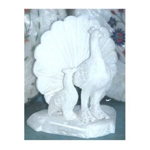 White Marble Stone Sangemarmar Peacock Statue Inlay work Decorative Possibly a decorative for decoration and as a focal point in indoor and outdoor spaces Marble Decorative Soft Stone for Home Decor 250mm #8939