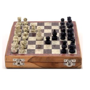 Marble Chess Set with Stone Sculpted Pieces Marble Stone Chess Set includes a marble board fixed in a wooden box for storage, Elegant Chess Set, Christmas Chess Set, New Year Chess Set, Marble Chess Set, Handmade Chess Set, Gift #8948