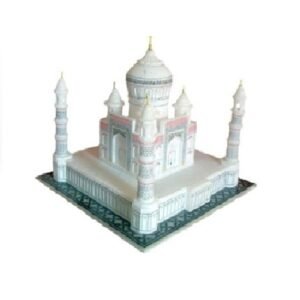 Pure White Marble Taj Mahal Miniature of Actual Tajmahal with Beautiful boundry Outside White Marble Stone Sangemamar Taj Mahal Inlay Work with Colored Stone Designed Pattern Handmade Agra Taj Mahal Reconstructed Model for Home Decoration and Gifting Marble Taj mahal showpiece figurine statue home decor Wonder Taj mahal Decoration| Marble Taj Mahal Showpiece, 100mm #8952