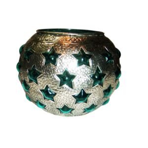 Decoration Green Star Reflection Glass Diya Tealight Candle Holder Lighting 200mm #8966