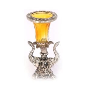 Handicrafts Paradise Elephant Base Aluminum Candle Holder Silver Elephant Style Candle Holder for Home Decor #8967