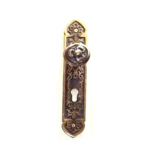 Brass Door Pull Knob On Backplate Euro Key Hole 300mm #1394