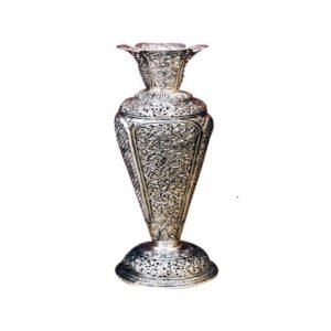Brass Metal Antique Silver Finish Stylish Flower Vase for Home Office Decor Hand Carved Brass Vase Mughal era- Showpiece for Home Decor Showpiece For Living Room #9002