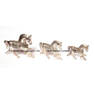 Silver Horse Statue for exterior decor Set of 3 135mm #9005