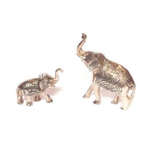 Silver Elephant Statue for exterior décor Set of 2  110mm #9007