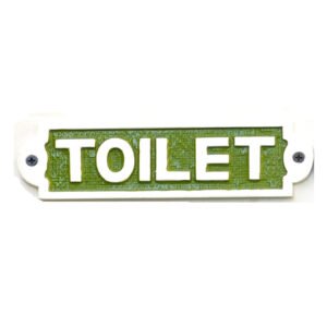 Cast Iron "TOILET" Loo Sign Cast Iron Sign Plaque Door Wall Fence Post Cafe Shop Pub Hotel Bar Work W/Green Vintage Finish 180mm #904