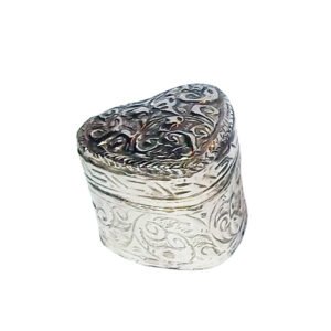 Brass Ginni / Dryfruit / Jewellery Box Silver Designer Sindoor Dabbi with Lid, Pooja Items for Home, KumKum Box Spiritual Gift Item and other religious occasions 55mm #9057