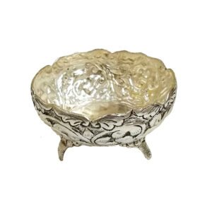 Silver Decor Antique Metal Bowl for Decoration Round Bowl Decorative Showpiece Home Decor Showpiece Office Decoration Items 75mm Dia #9062