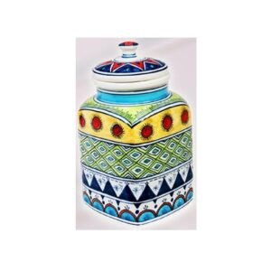 Ceramic Jar & Container for Kitchen Storage  Multi Utility Air Tight Kitchen Organiser Items Tea Coffee Sugar Containers with Ceramic Lids (Hand-Painted) Finish  #9083