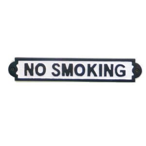 Cast Iron "NO SMOKING" Sign Plaque Door Wall Fence Post Cafe Shop Pub Hotel Bar Work B/White Vintage Finish 280mm #909