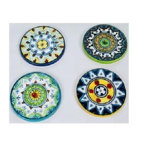 Set of ceramic coasters these coasters are often used to protect surfaces from the heat and moisture of drinks the holder helps to keep the coasters organized and easily accessible #9091