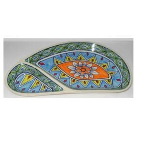 Ceramic Chips n Dip Serving Tray Chip & Dip Platter Plate - Handcrafted Ceramic Serving Plate with Dips Corner Ceramic Chip N Dip Platter #9100