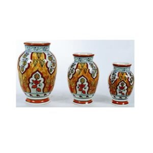 Decorative Ceramic vase, a traditional Russian folk art style known for its vibrant colors and floral patterns #9109